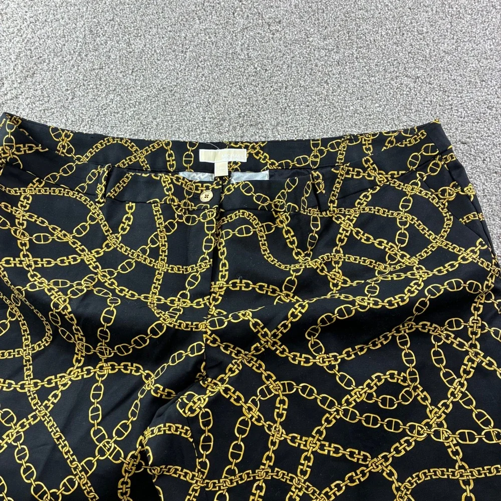 Michael Kors Womens 24W Black Gold Keegan Chain Print Miranda Slack Trouser Chic